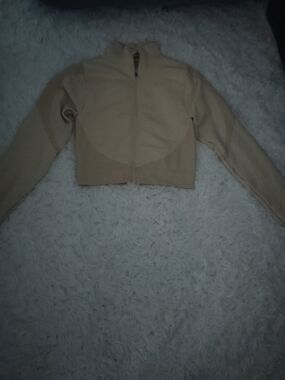 New Look Beige Cropped Zip Bomber Jacket